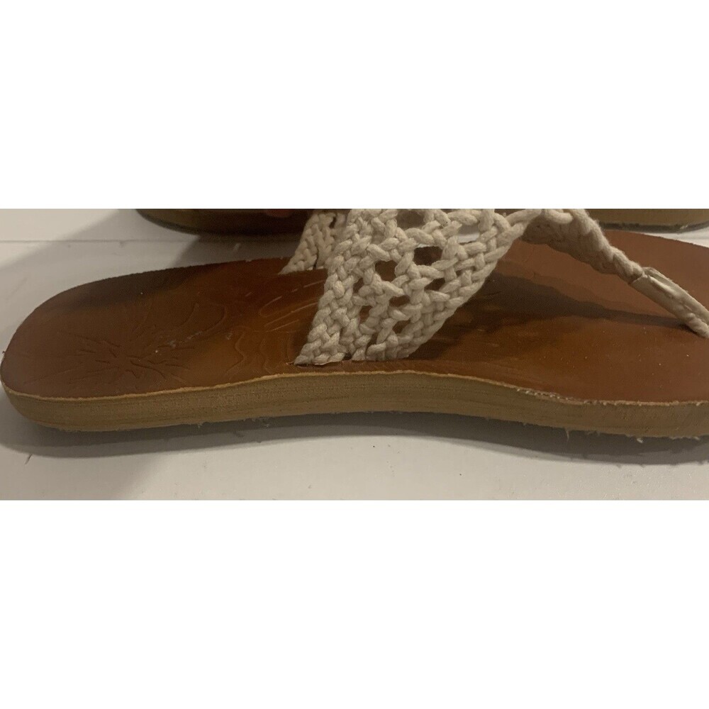 T-strap Sandals Thongs Flip Flop Flats Ivory White Macrame Womens Sz 9 - Picture 14 of 16